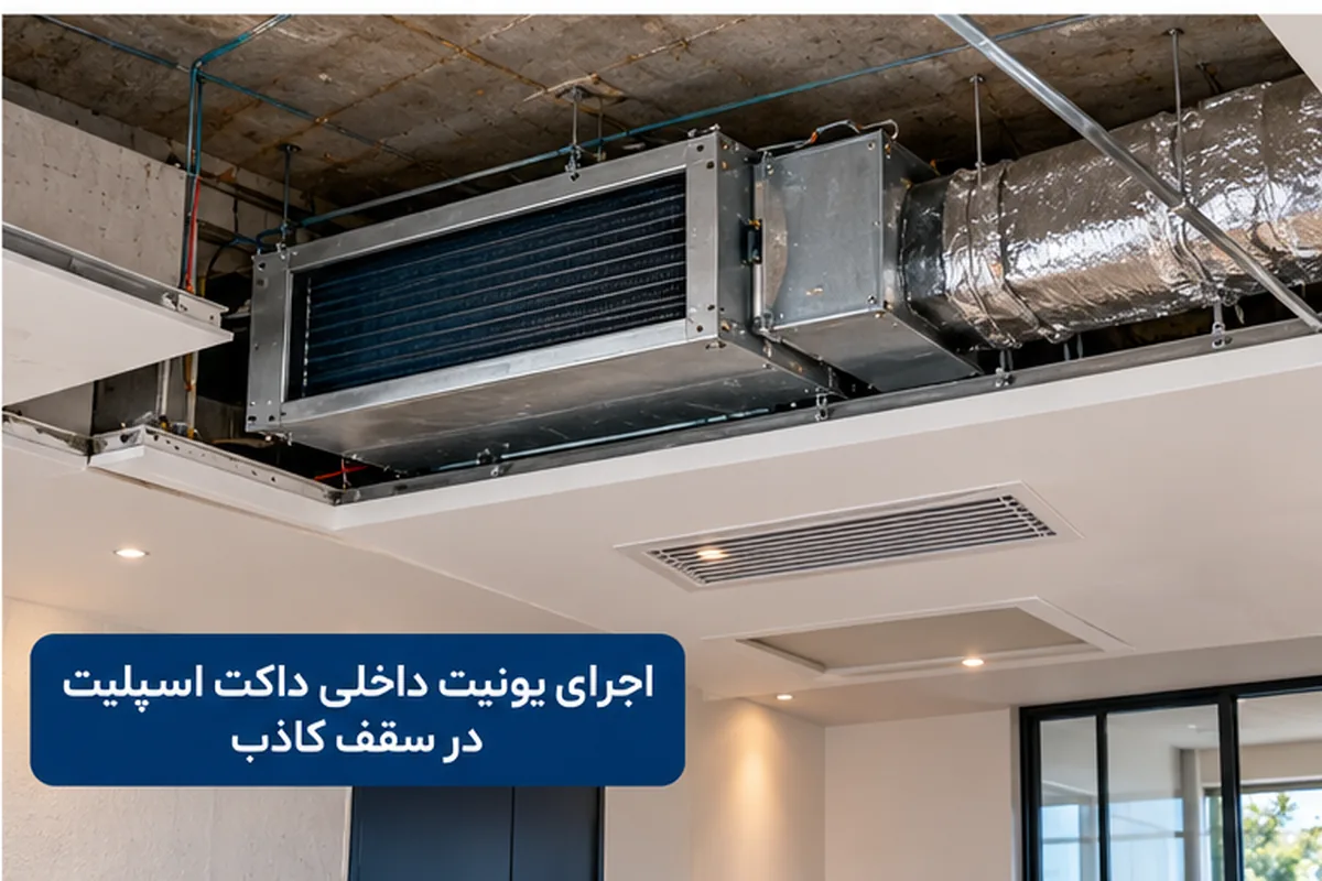 نصب یونیت داخلی داکت اسپلیت در سقف کاذب